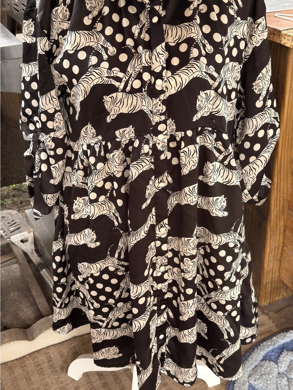 Umgee Black and Cream Tiger Print Tunic Dress /Oversized -Boutique Small